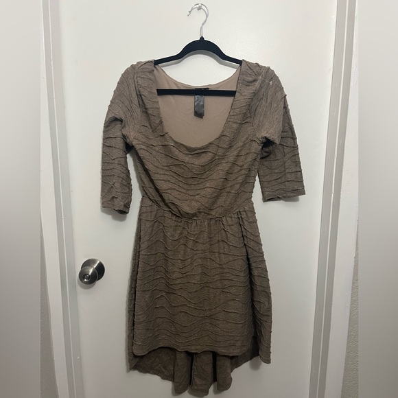 Trixxi Textured Brown Long Sleeve Dress - Picture 1 of 4